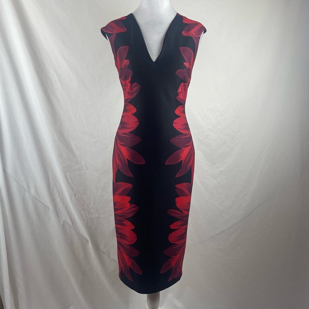 New York & Co Black Red Midi Dress NWOT Size XS - Picture 2 of 14